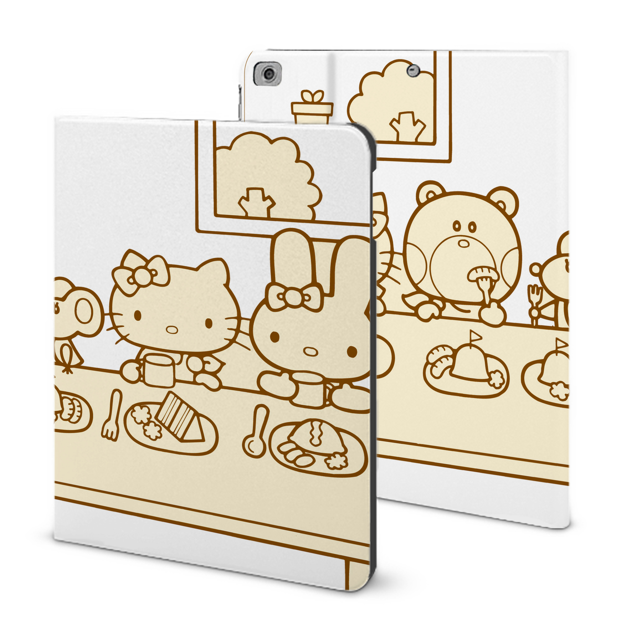 （画像用） Hello Kitty ハローキティ IPad ケース ブック型 PUレザー TPU 耐衝撃 軽量 薄型 ペン収納なし 全面保護 IPad 各モデル対応